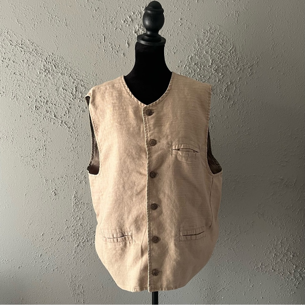 Vintage Natural Threads Tan Vest Mens Large